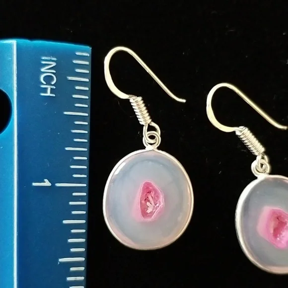 Pink Agate Dangle Earrings - Picture 4 of 4